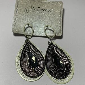 Prince Silver and Black Layered Teardrop Earrings